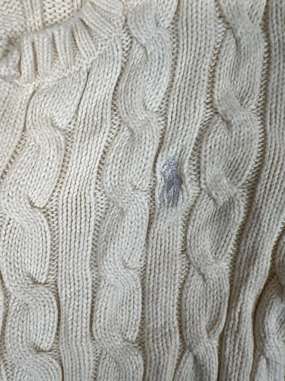 Ralph Lauren Women M Cream Cable Knit V-Neck Button Cardigan Sweater - Picture 4 of 9